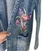 Ultra Vintage Womens Denim Blazer Size Medium Blue Floral Painted Acid Washed