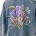 Ultra Vintage Womens Denim Blazer Size Medium Blue Floral Painted Acid Washed