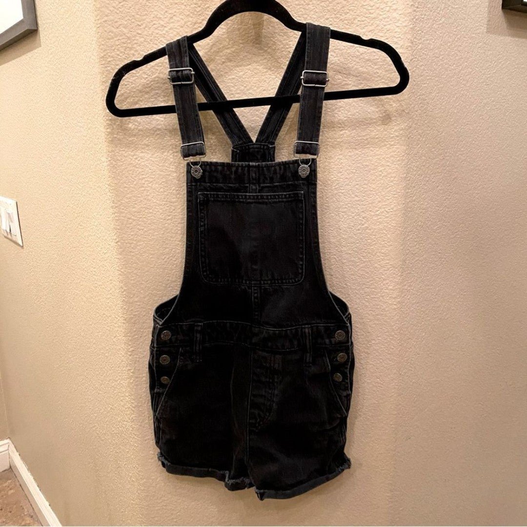 MADEWELL Women Black Denim Overall Shorts Size XS