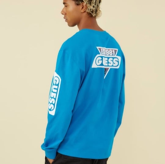 New GUESS Originals Racer Long-Sleeve Tee SZ S
