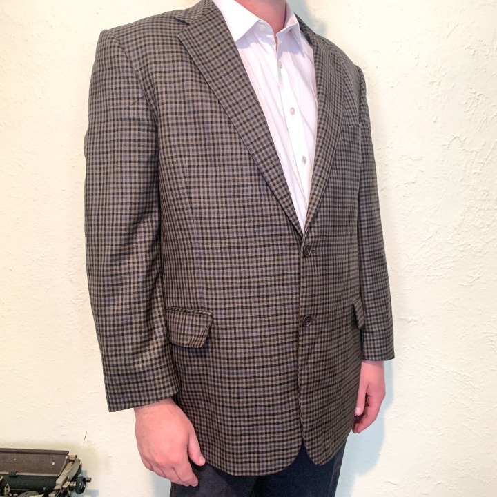 Joseph Abboud vintage 90s brown and gray plaid blazer suit jacket size 46L