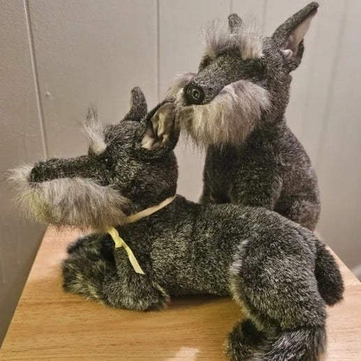 REALISTIC Pair E & J Classics Plush Schnauzer Dogs Boy & Girl