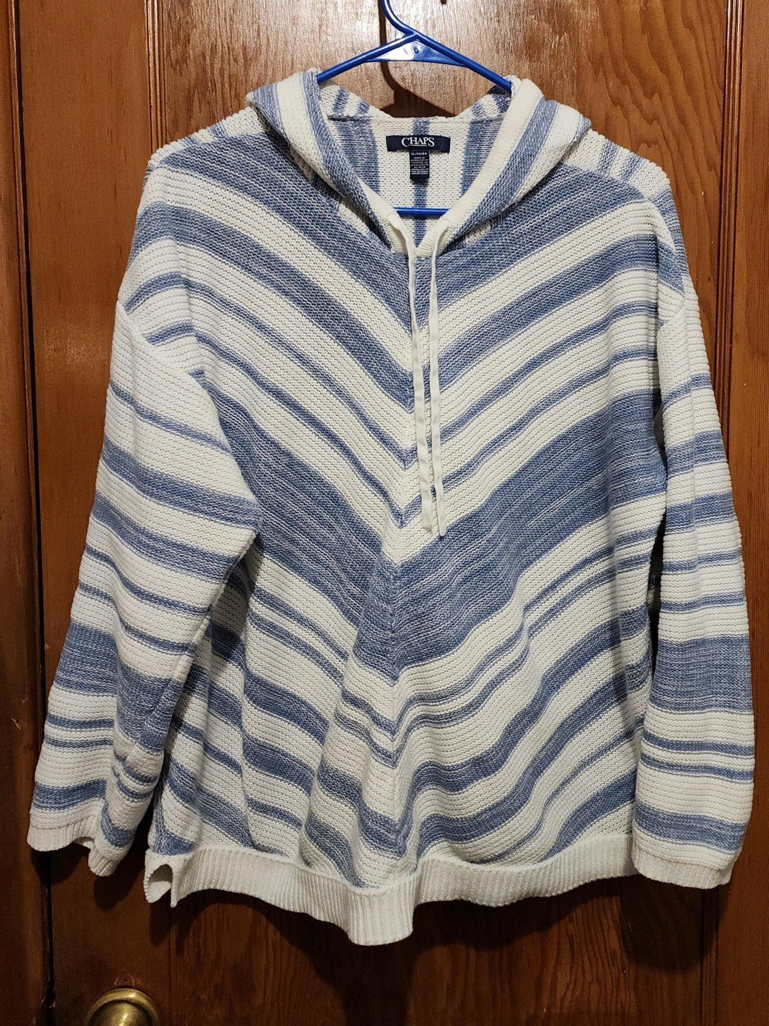 Chaps buy Ralph Lauren sweater hoodie blue and white XL