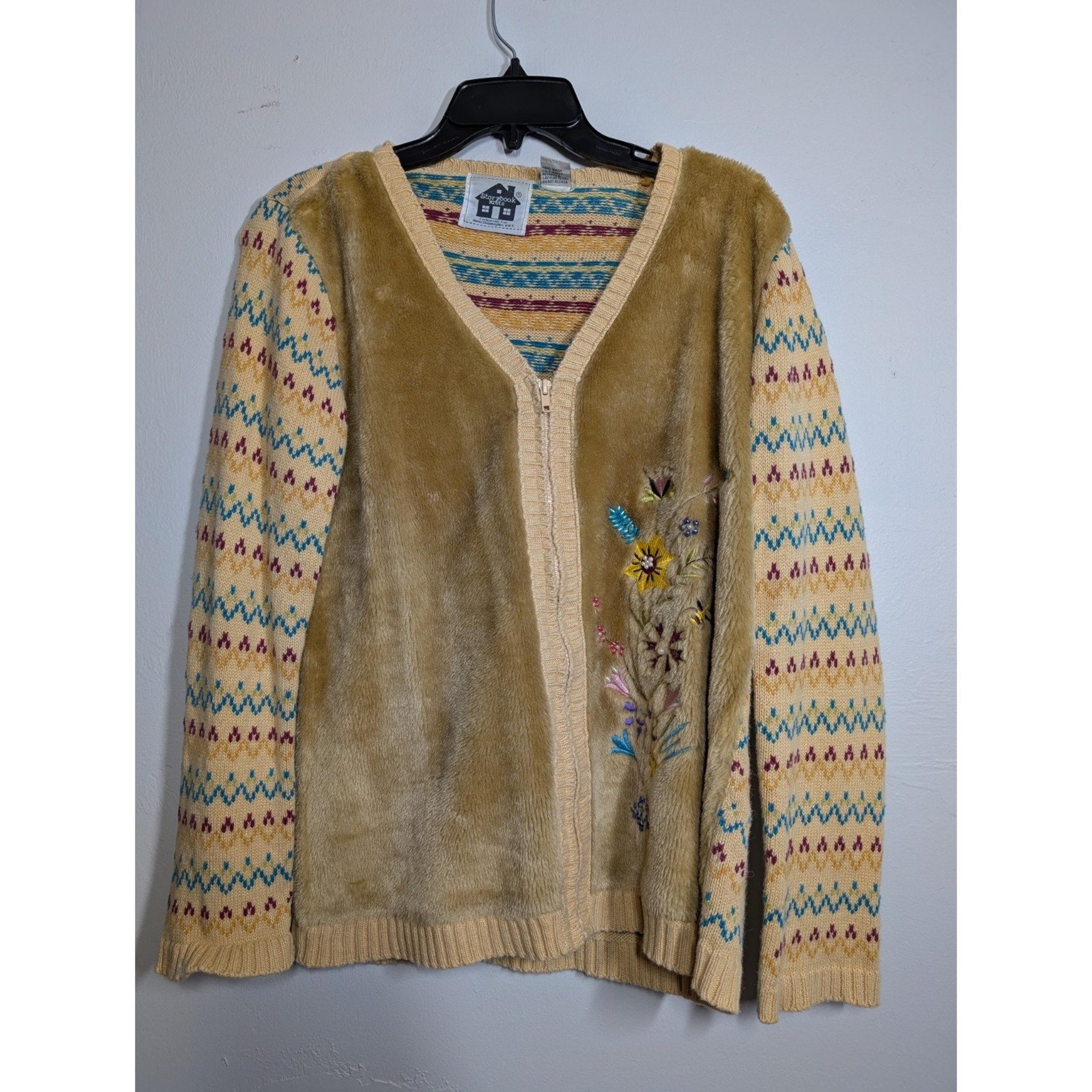 Storybook Knits 3D Flower Cardigan Sweater  Spring Blossom Small Vintage