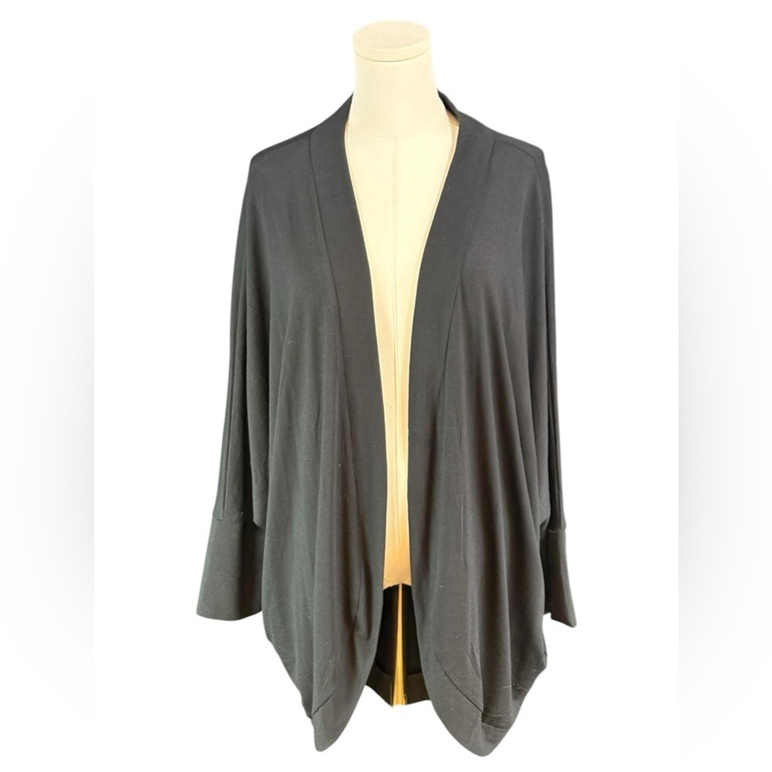 Zenana Super Soft Black Bat Wing Cardigan w/ Pockets & 3/4 Sleeves (Size 2X)
