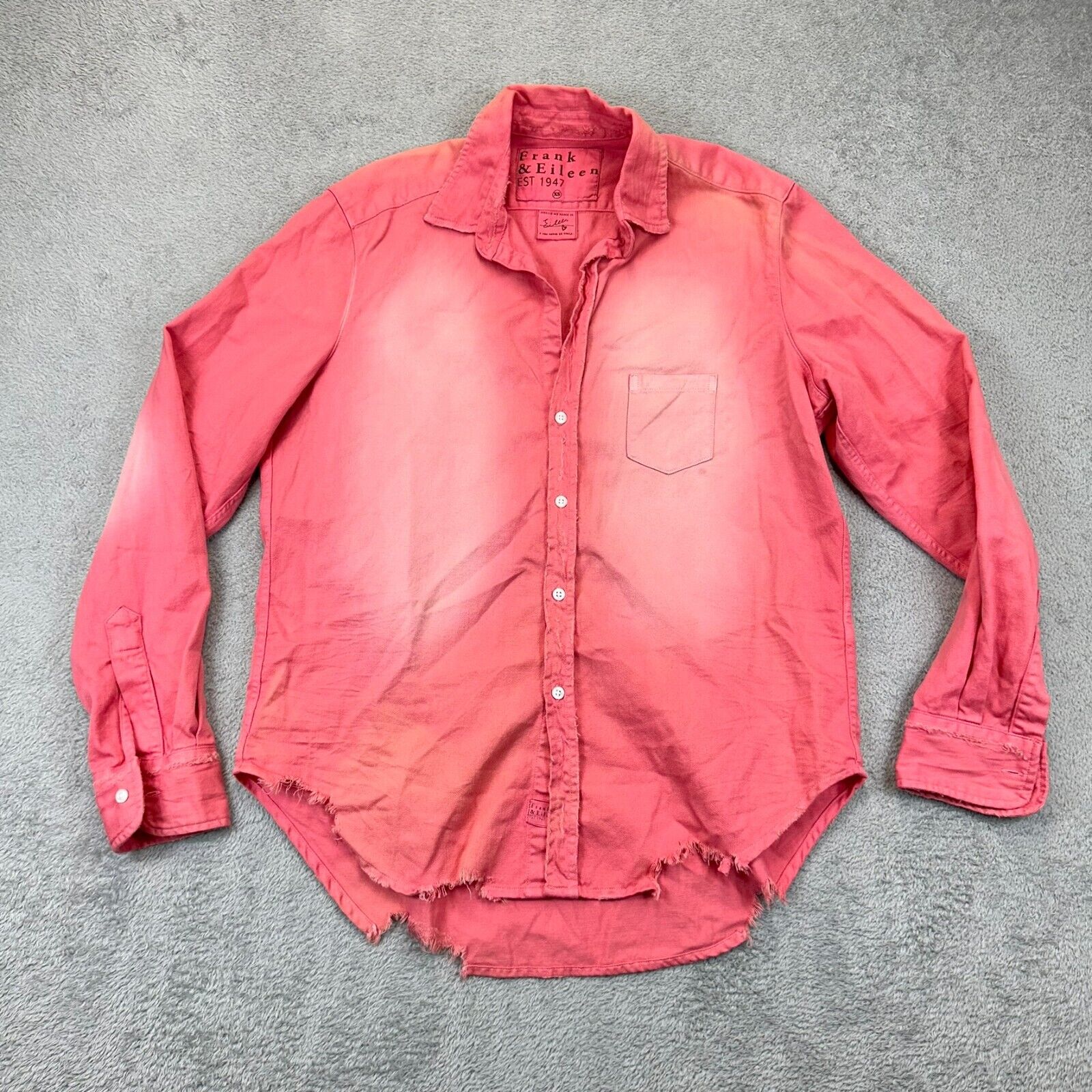 Frank & Eileen “Eileen” Famous Denim Distressed Button Up Shirt Pink Sz XS