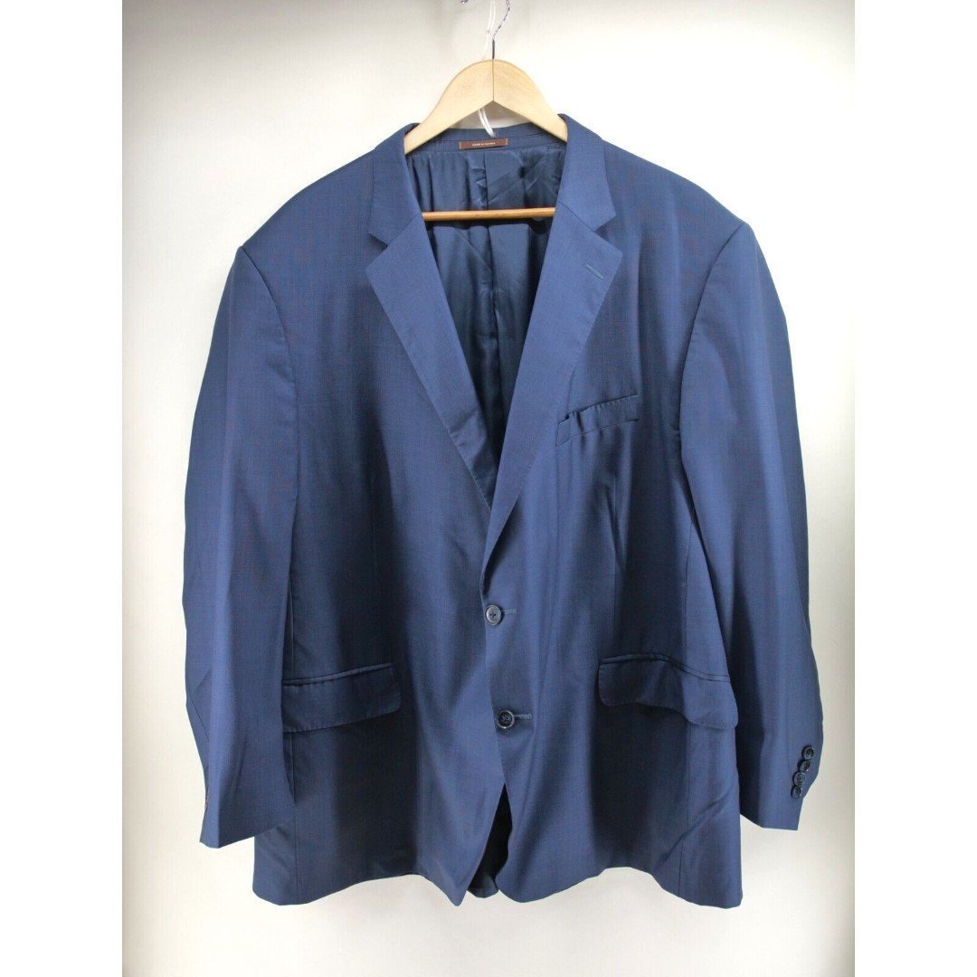 Peter Millar Blazer Men’s 2 Buttons Sport Coat Jacket Size 52R Solid Blue Wool