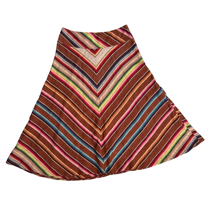 Ralph Lauren Southwestern Serape 100% Linen Skirt Sz 6 Chevron Stripe Western