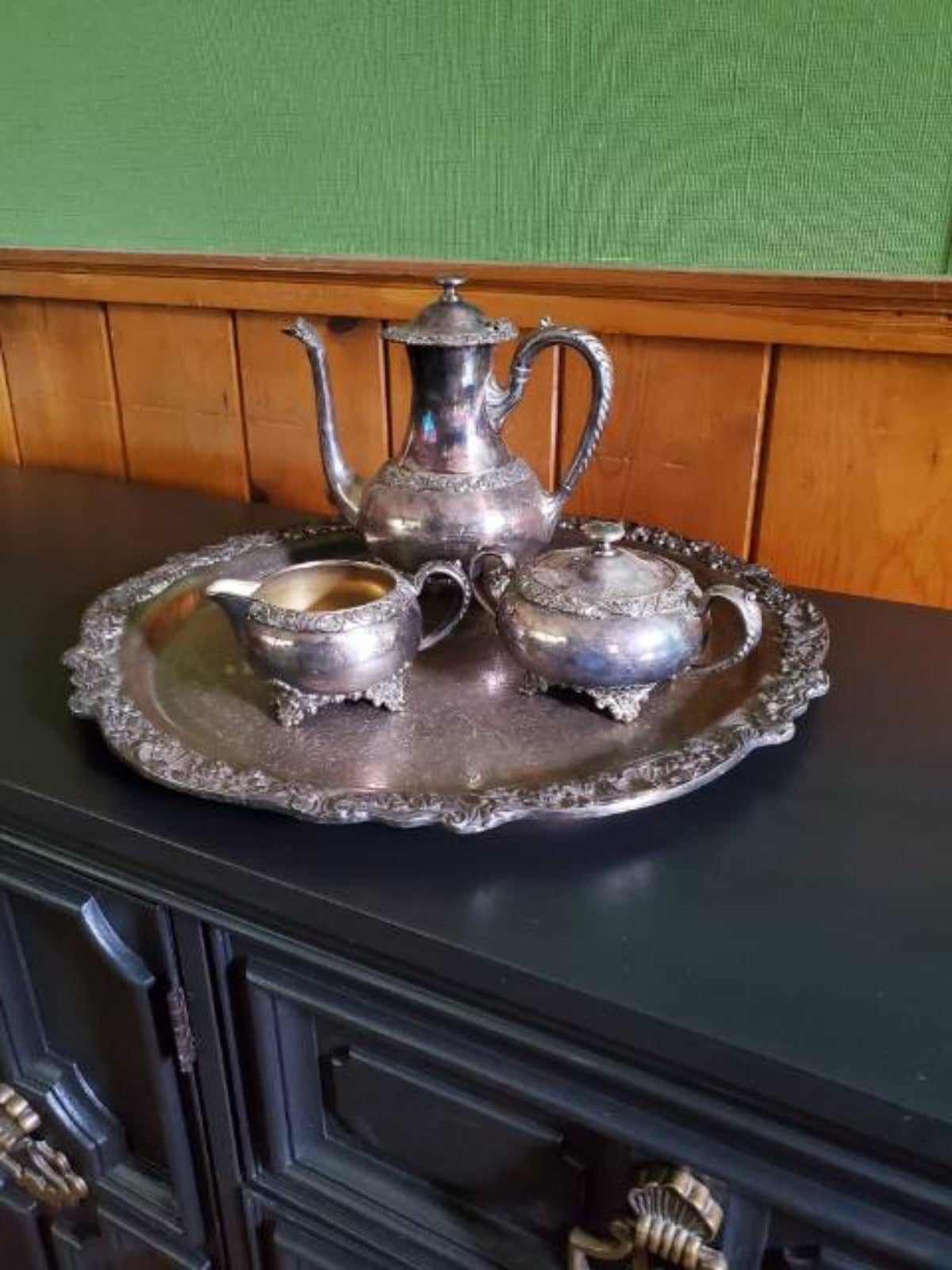 Silver Teapot Set with Tray