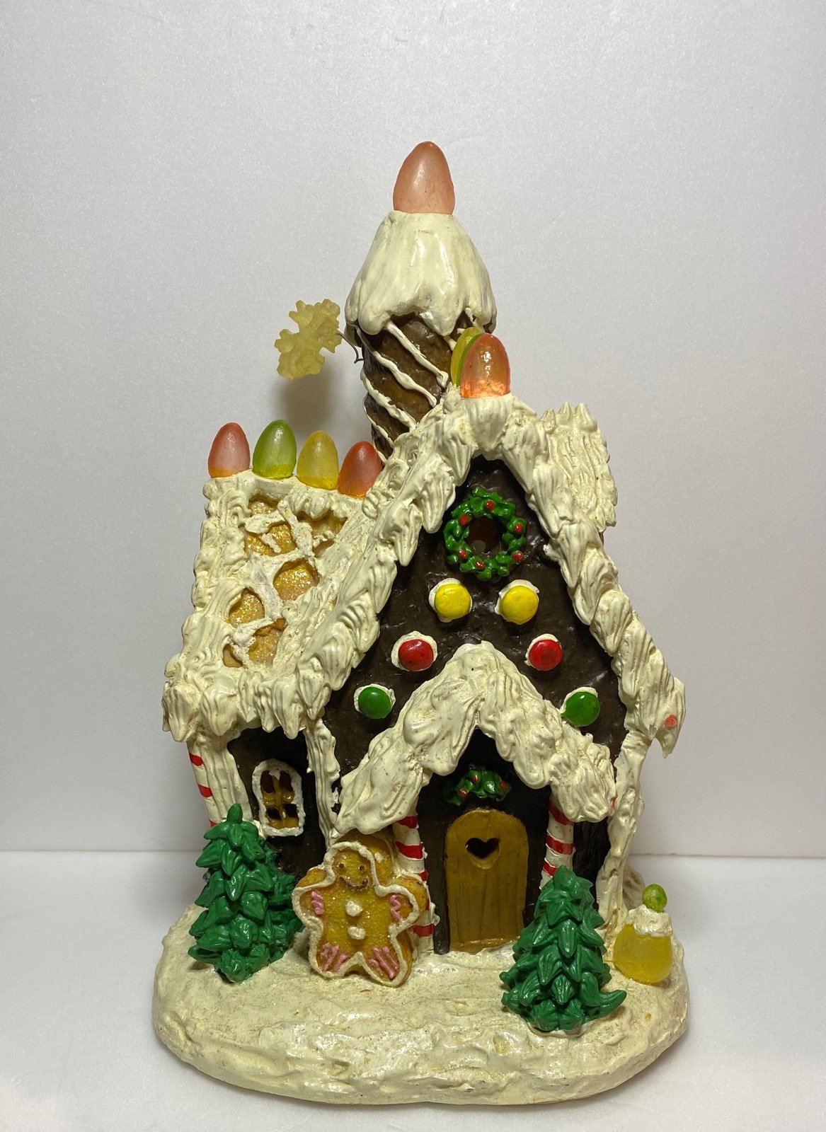 RARE Mark Roberts Gumdrop Gingerbread House Floating Snowflake Light Up Vintage.