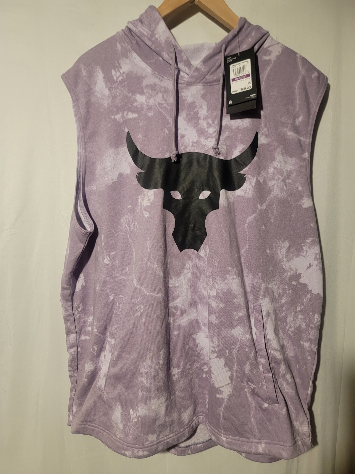 Under Armour Project Rock Terry Purple Sleeveless Hoodie 1376323-554 Men's XXL