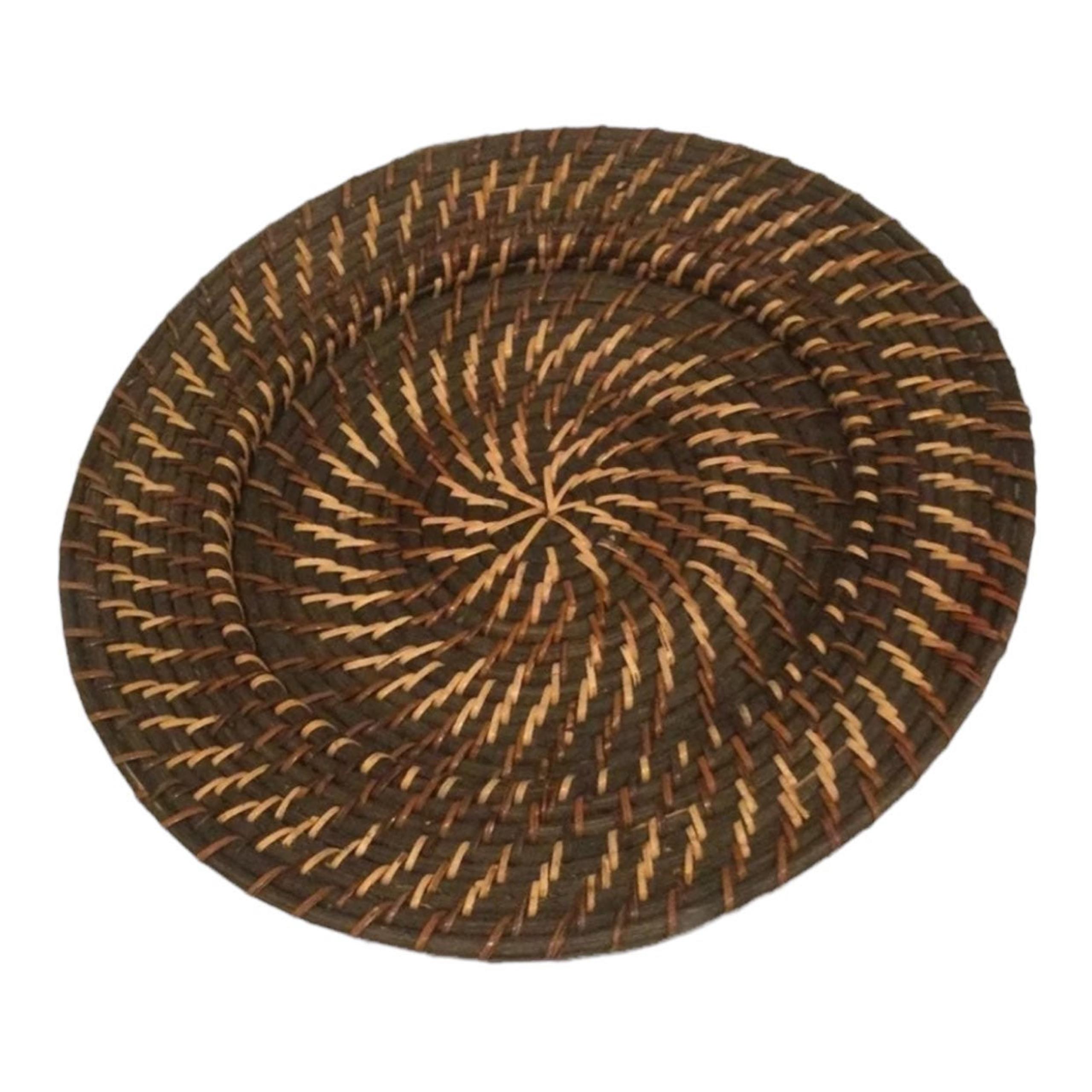 Boutique Unknown Brown Tan Woven Single Serving Tray Plate Holiday Home Décor