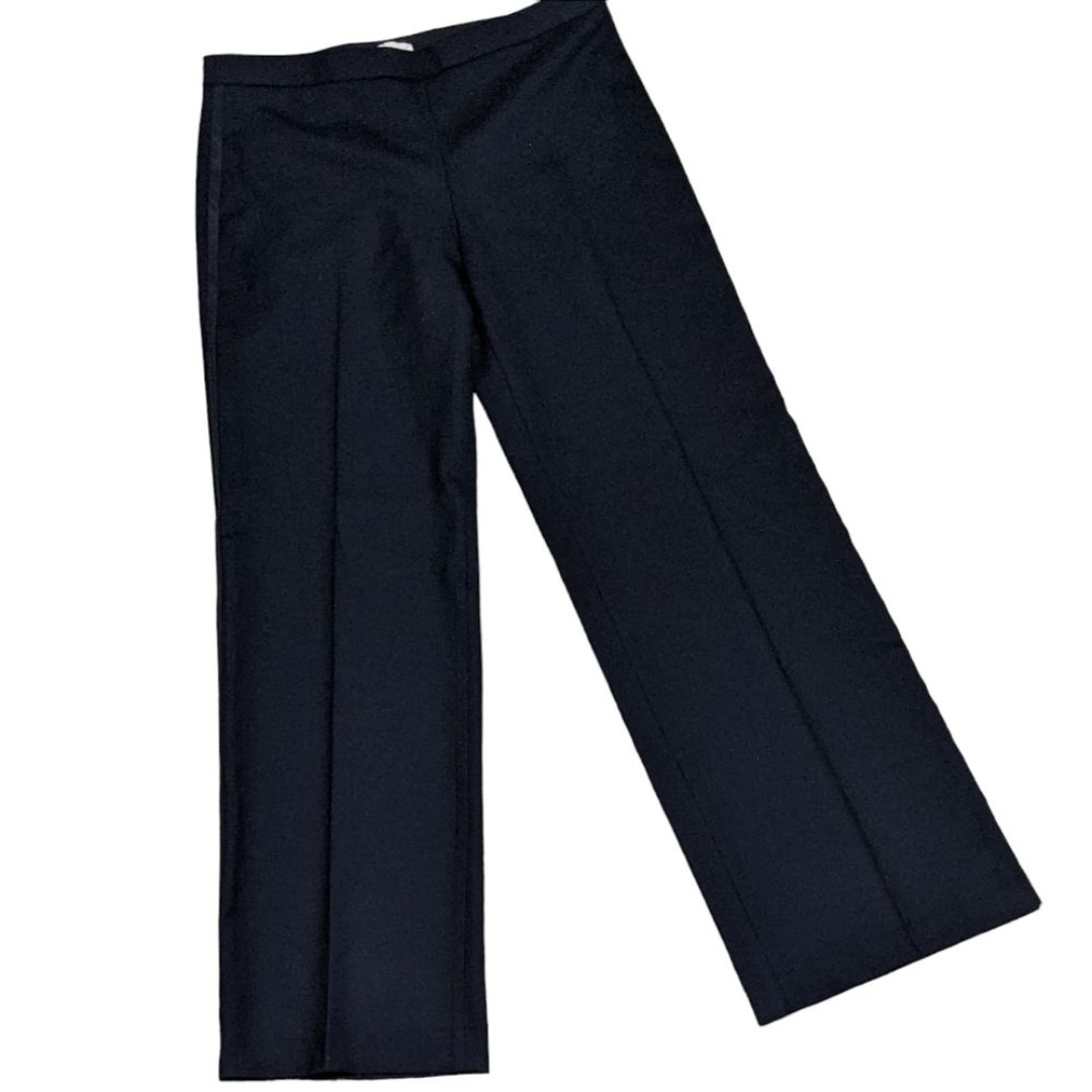 Tory Burch Tuxedo style side zip straight leg navy trouser pants career wear 8