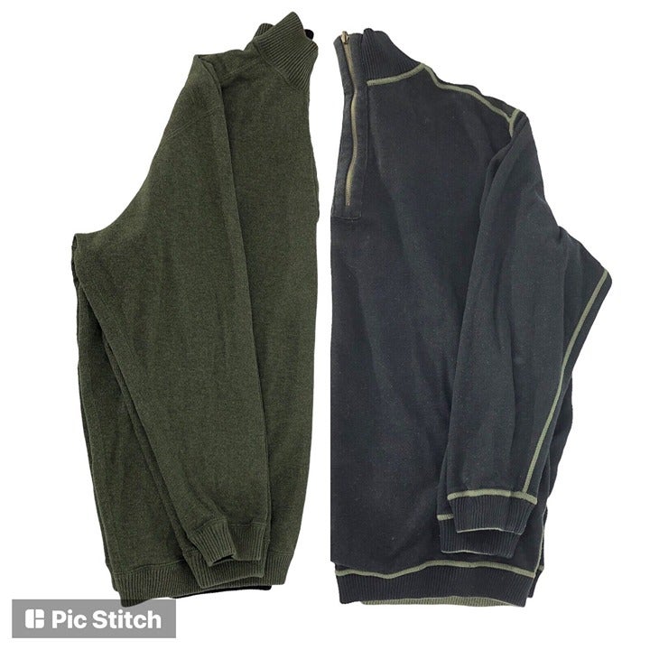 Mens Cotton Reversible Black Green 1/4 Zip Pullover Sweater Golf Gorpcore Hike