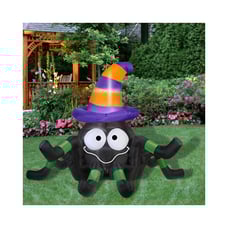 Halloween Outdoor LED Inflatable Décor of 6ft Spider with Magic Hat | Halloween