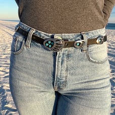 Rare Vintage Navajo Bear Claw Concho Shadow Belt