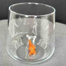 Tiny Animal Drinking Stemless Wine Glass, Orange Glass Fish