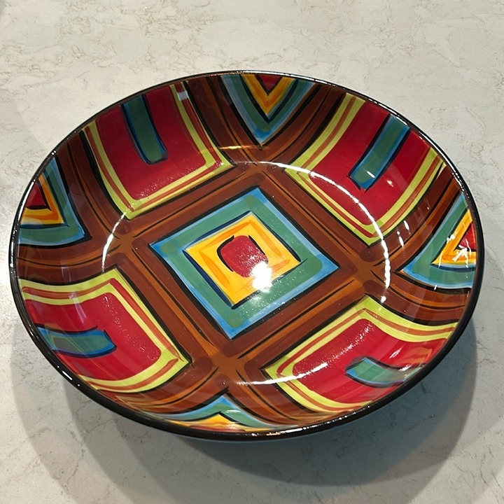 Southern Living at Home Gail Pittman Brio Large Bowl Red Brown Yellow