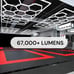 Hexagon Garage LED Lighting - 6000K 672W 14 Grid Hexagon Light Set W Rectangle