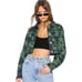 I.AM.GIA Women's Green Tiger Sinead Button Front Semi Cropped Jean Jacket Medium