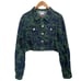 I.AM.GIA Women's Green Tiger Sinead Button Front Semi Cropped Jean Jacket Medium