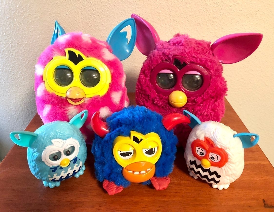 Lot of 5 Pink Fuschia Blue White Furbies