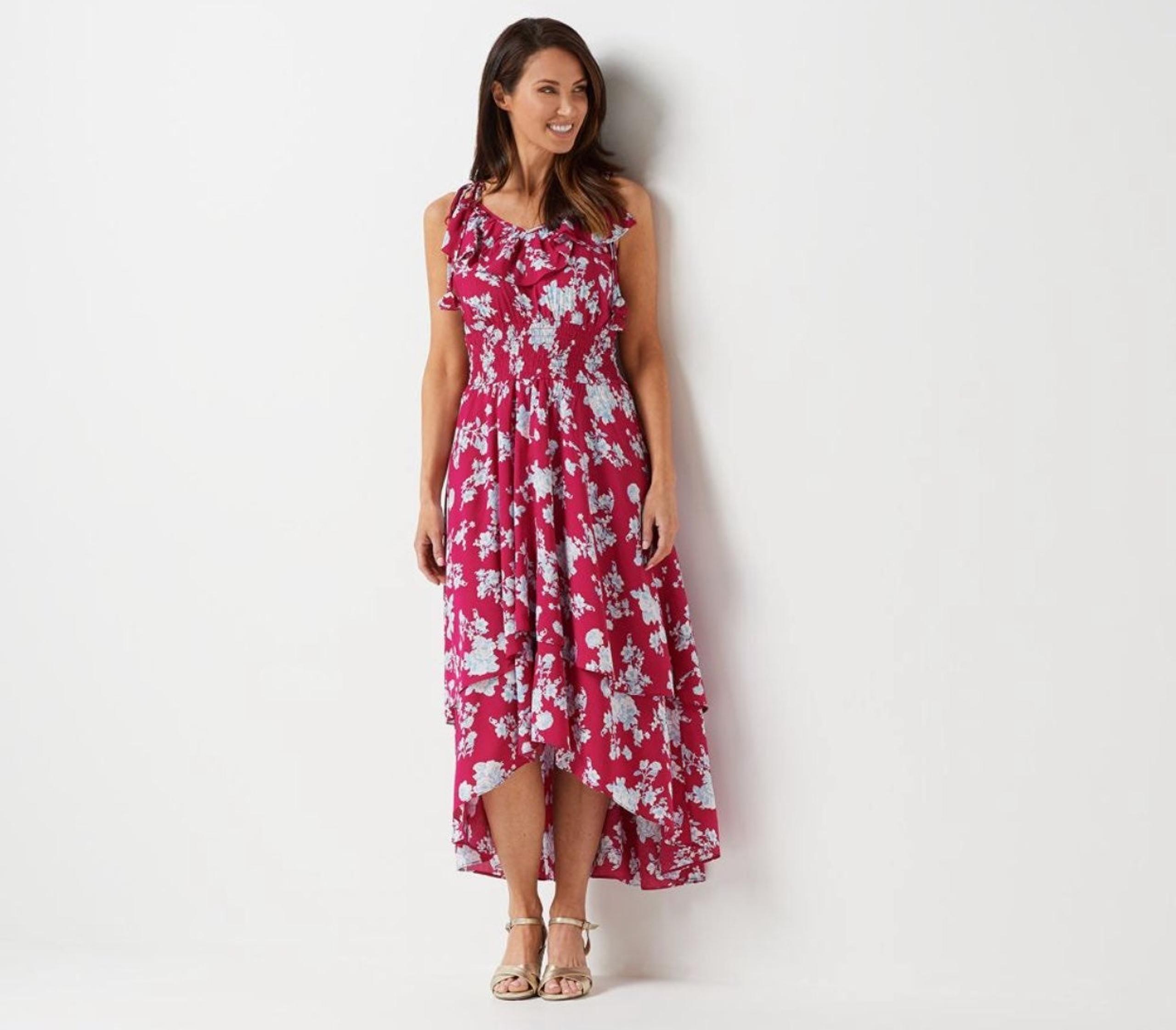 G.I.L.I. Woven Printed Tiered Maxi Dress
