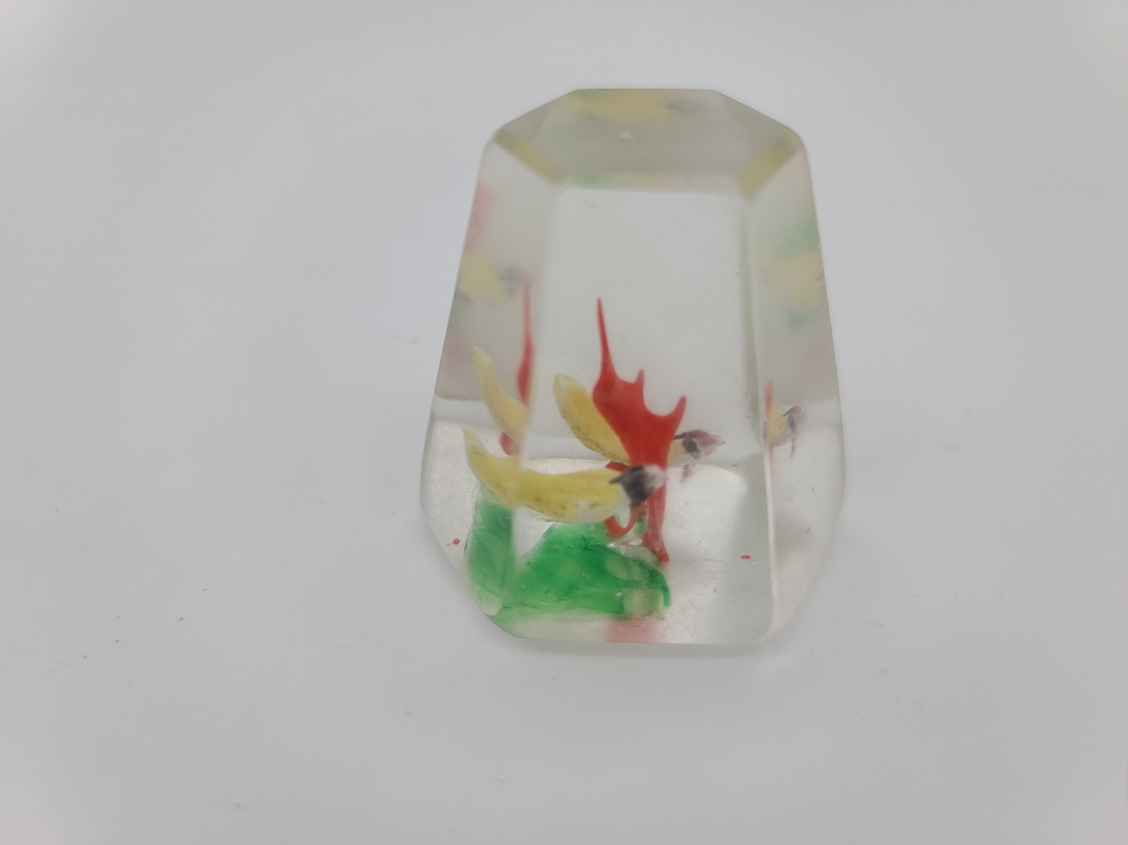 glass paperweight with sulphide birds inside