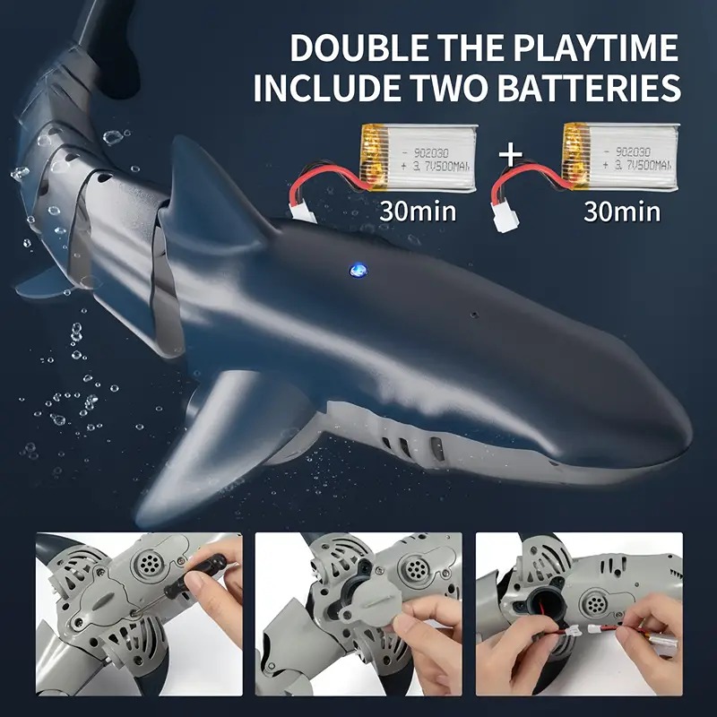 Remote Control Shark1:18 High Simulation Scale Fish With Light & Spray Water