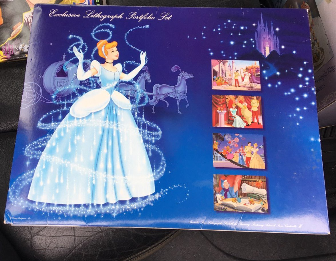 VTG WALT DISNEY Cinderella II - Exclusive Lithograph Set Of 4 In Portfolio