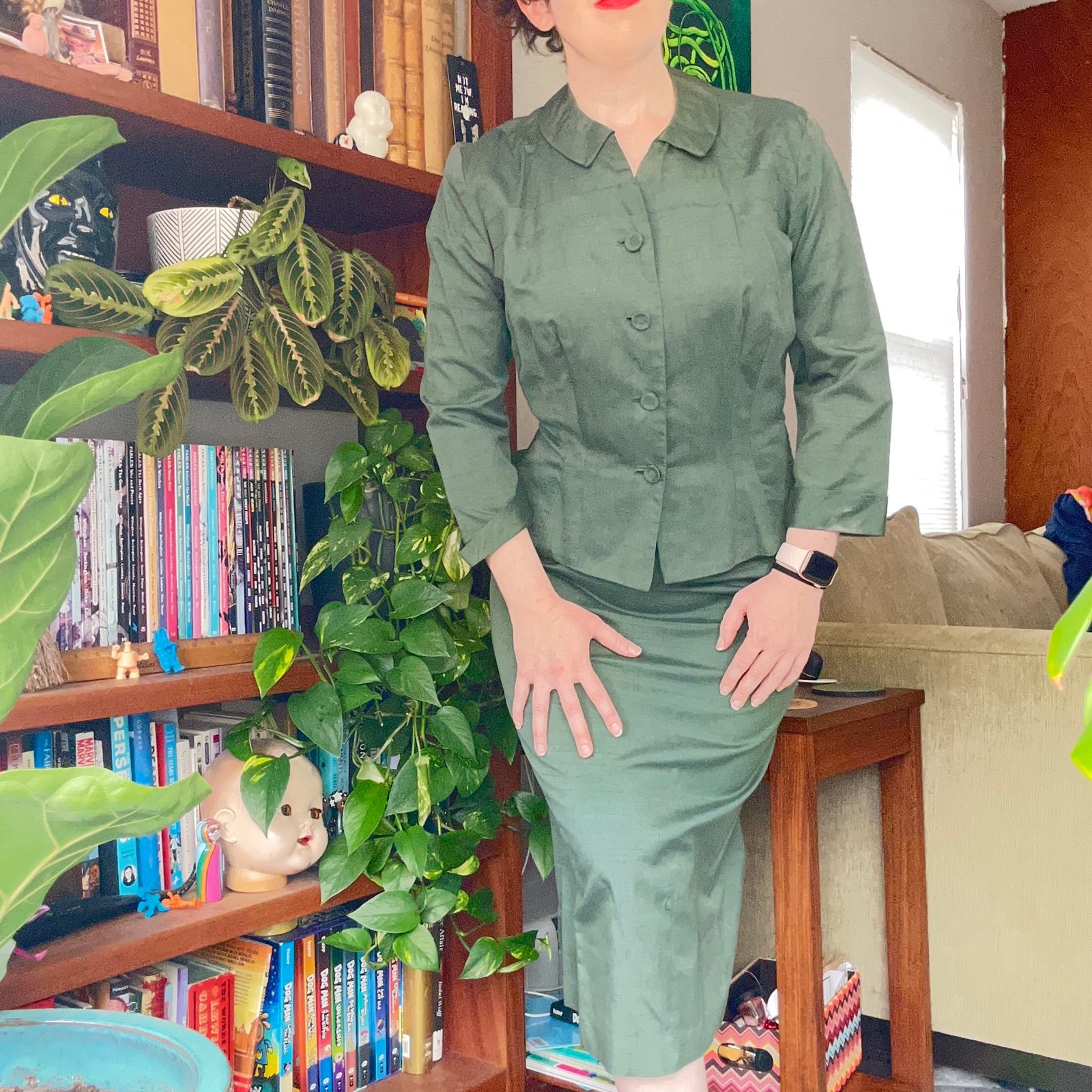 Vintage Green Skirt Suit Set