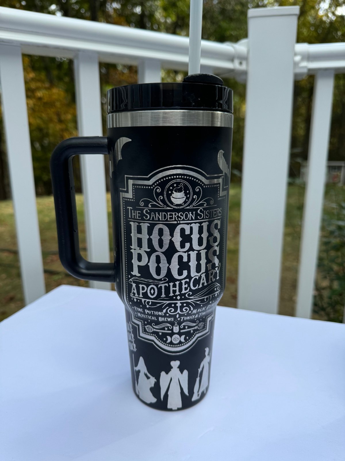 40oz Tumbler Laser Engraved Halloween Sanderson Sisters Hocus Pocus Apothecary