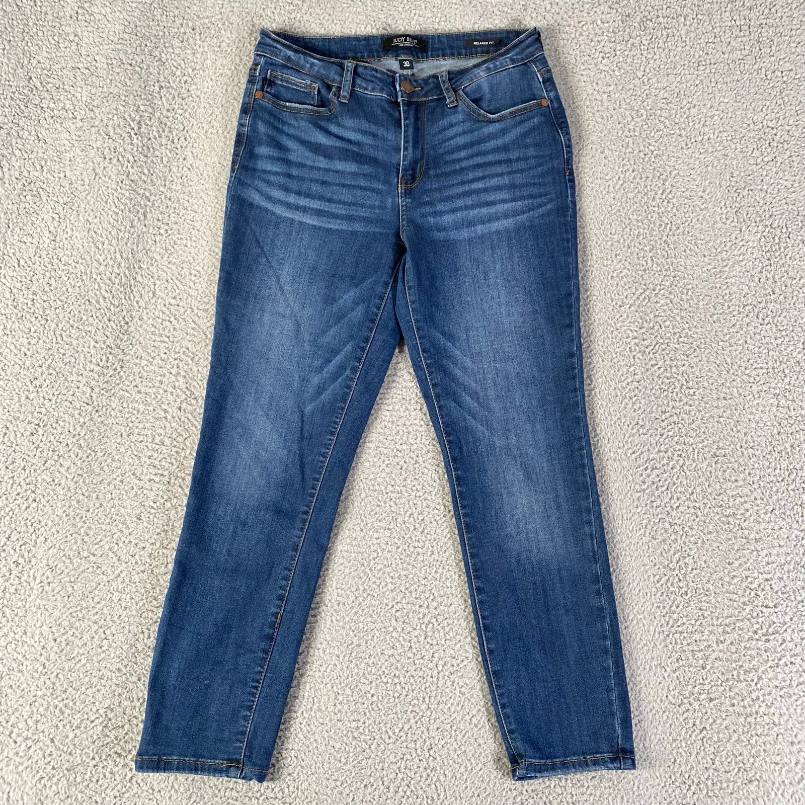 Judy Blue Relaxed Fit Jeans Womens 30x26 Medium Wash Ankle Cropped Stretch Denim