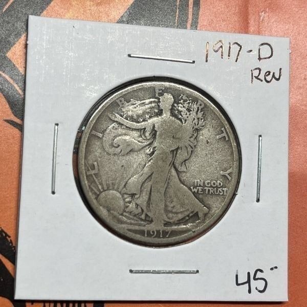1917 D Silver Walking Liberty Half Dollar Reverse Coin Collection