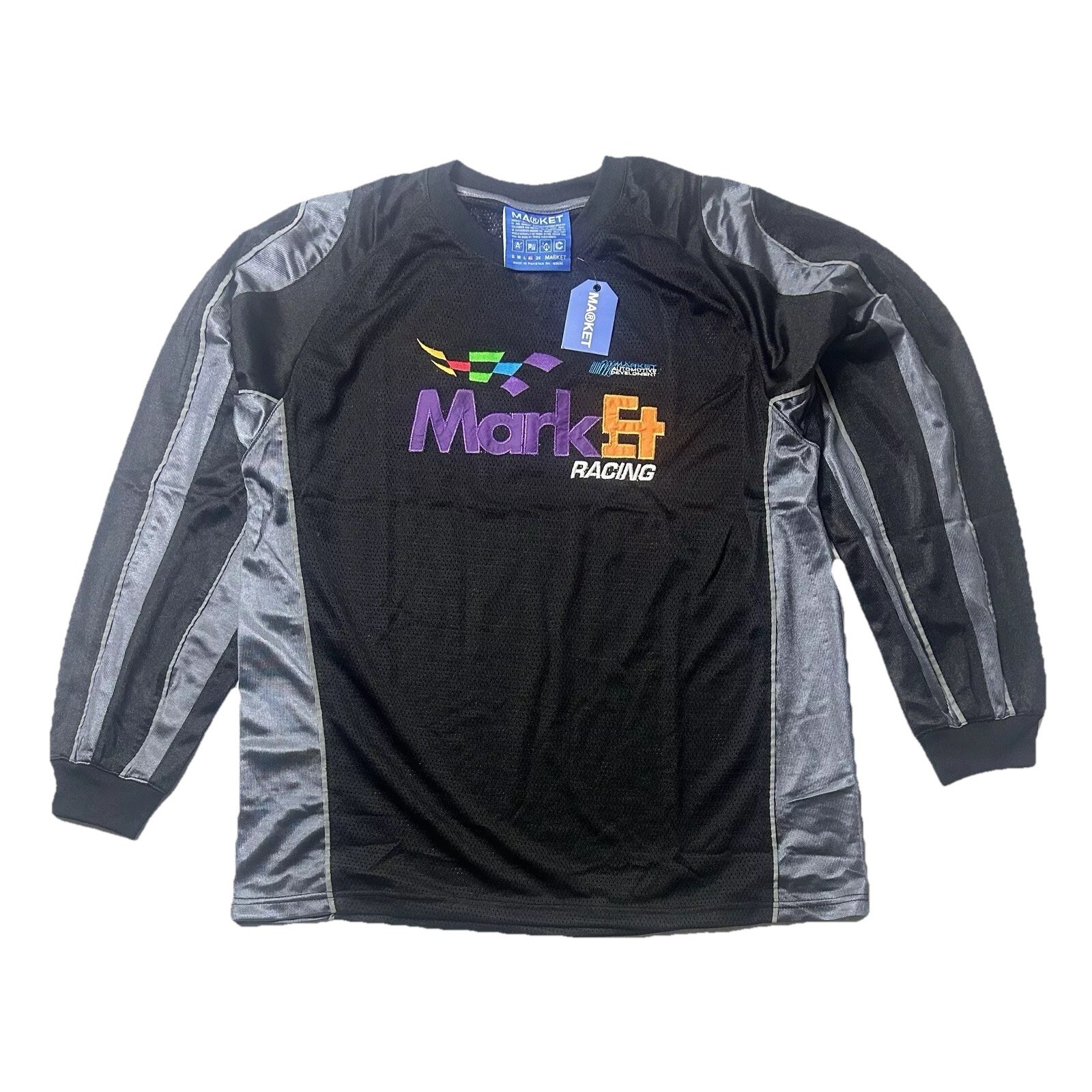 Market Studios Racing Long Sleeve Black Jersey Men's Shirt Extra Large XL NWT