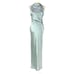 Reformation Aquamarine Anaiis Silk Dress Open Back Slip On Sleeveless Maxi Sz 6