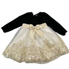 RARE EDITIONS Toddler Girls Gold Trim Mesh Skirt Dress 18Months