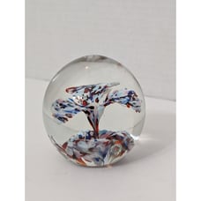 Multicolored Art Glass Flower Burst Paperweight Mazerski