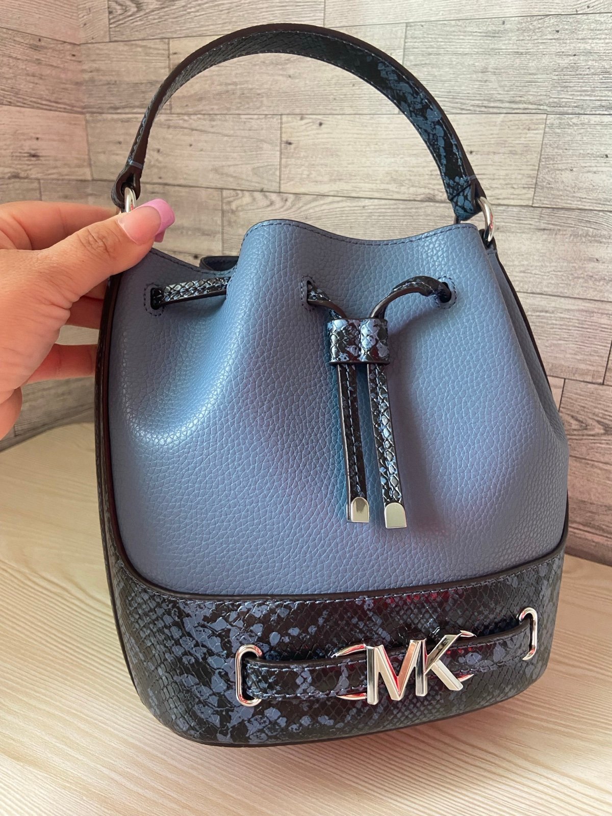 Michael Kors Denim Reed Bucket Tote