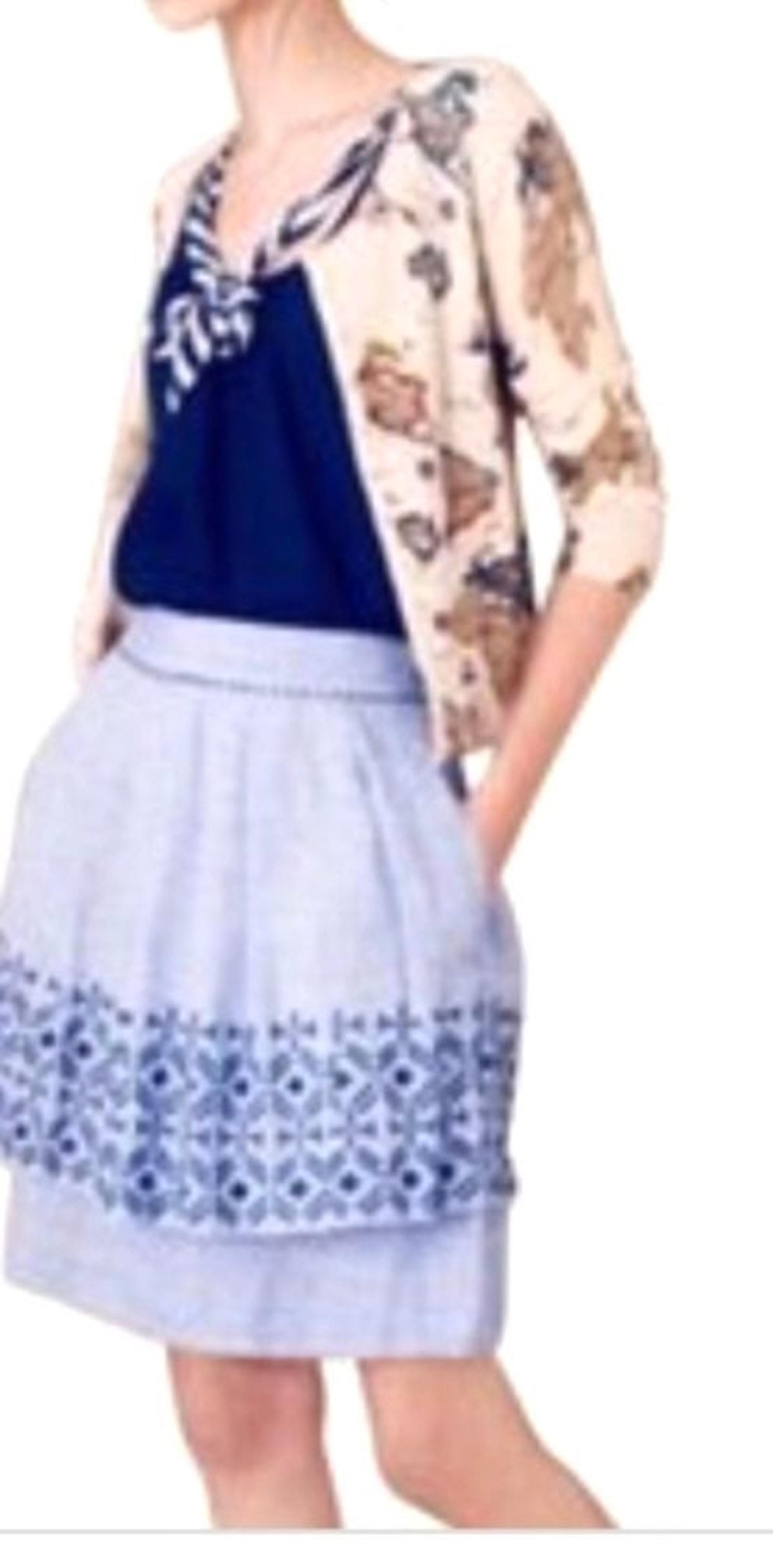 Odille Anthropologie Women's Tiered Ruffle Embroidered Skirt. Sz 4