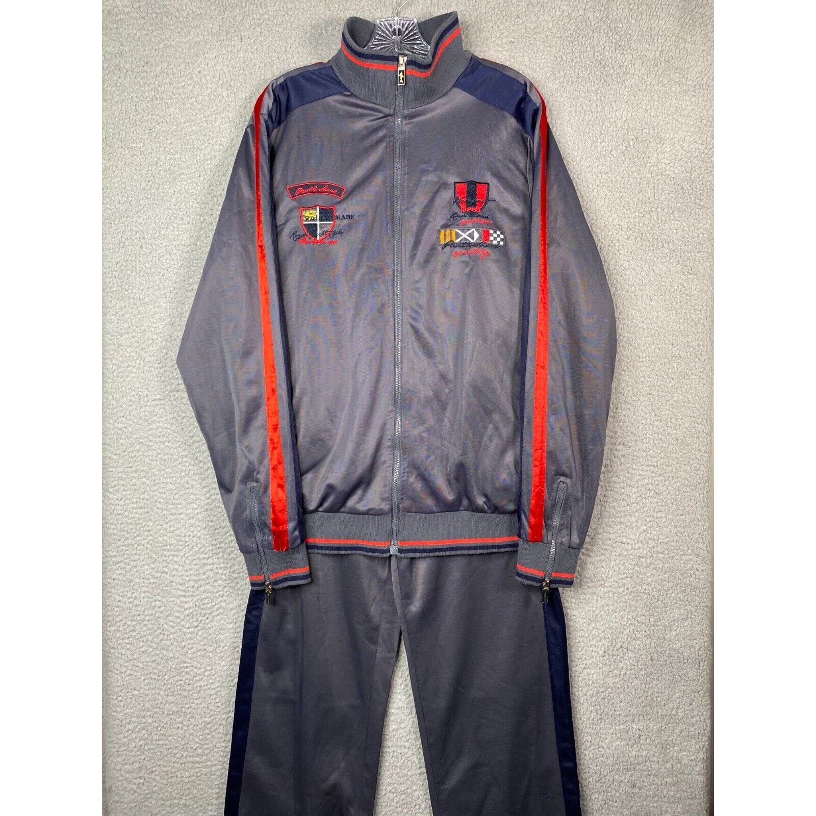 Paul & Shark Yachting Track Suit Mens XL Gray Full Zip Embroidered 2 Piece