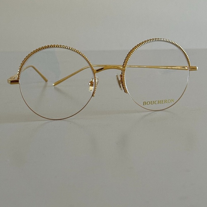 Boucheron Paris BC0076O Eyeglasses Gold Womens half rim Luxury glasses