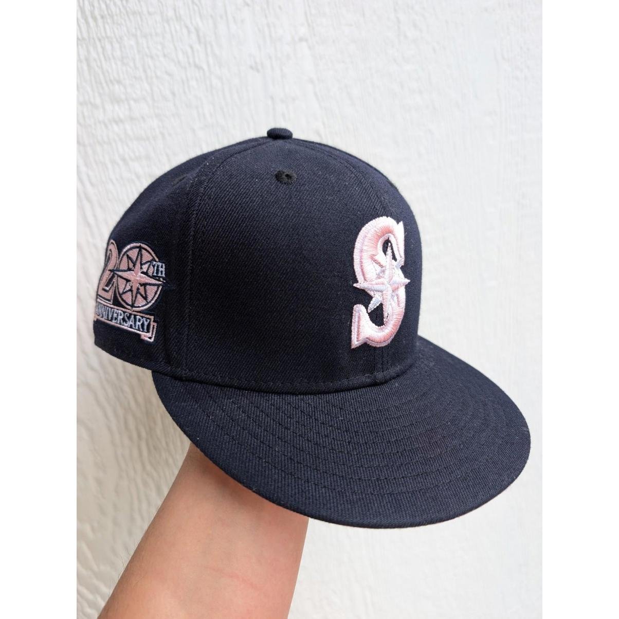 Vtg New Era Seattle Mariners 20th Anniversary Pink Mother's Day Hat Cap 7 5/8