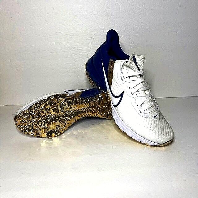 New Limited Edition Nike Infinity Tour NRG Golf Shoes White/Blue/Gold Size 10