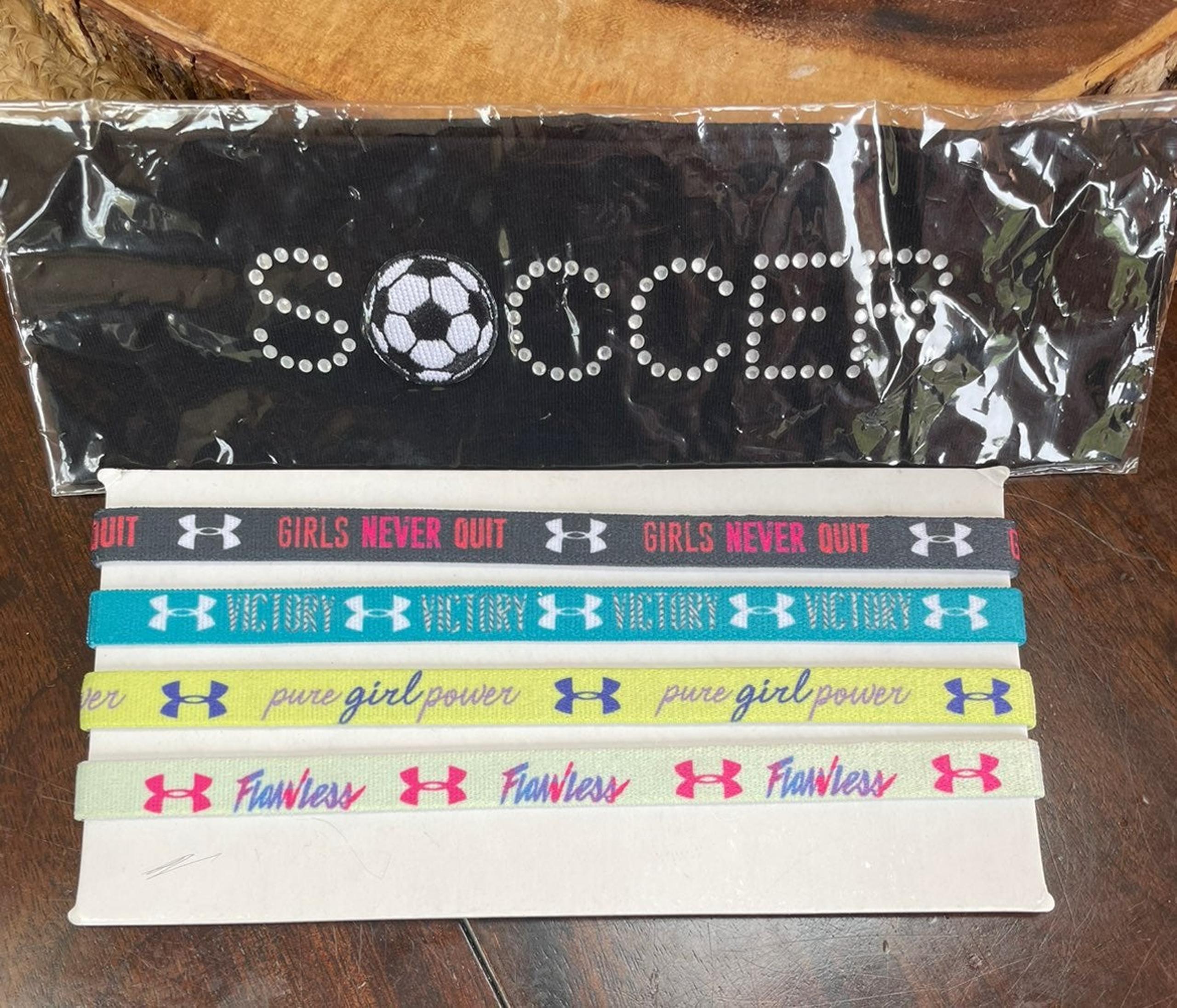 Bedazzled soccer wide headband and under armour  headbands