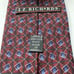 J Z RICHARDS Red & Blue Necktie CASHMERE & SILK Hand Made USA Geometric Pattern