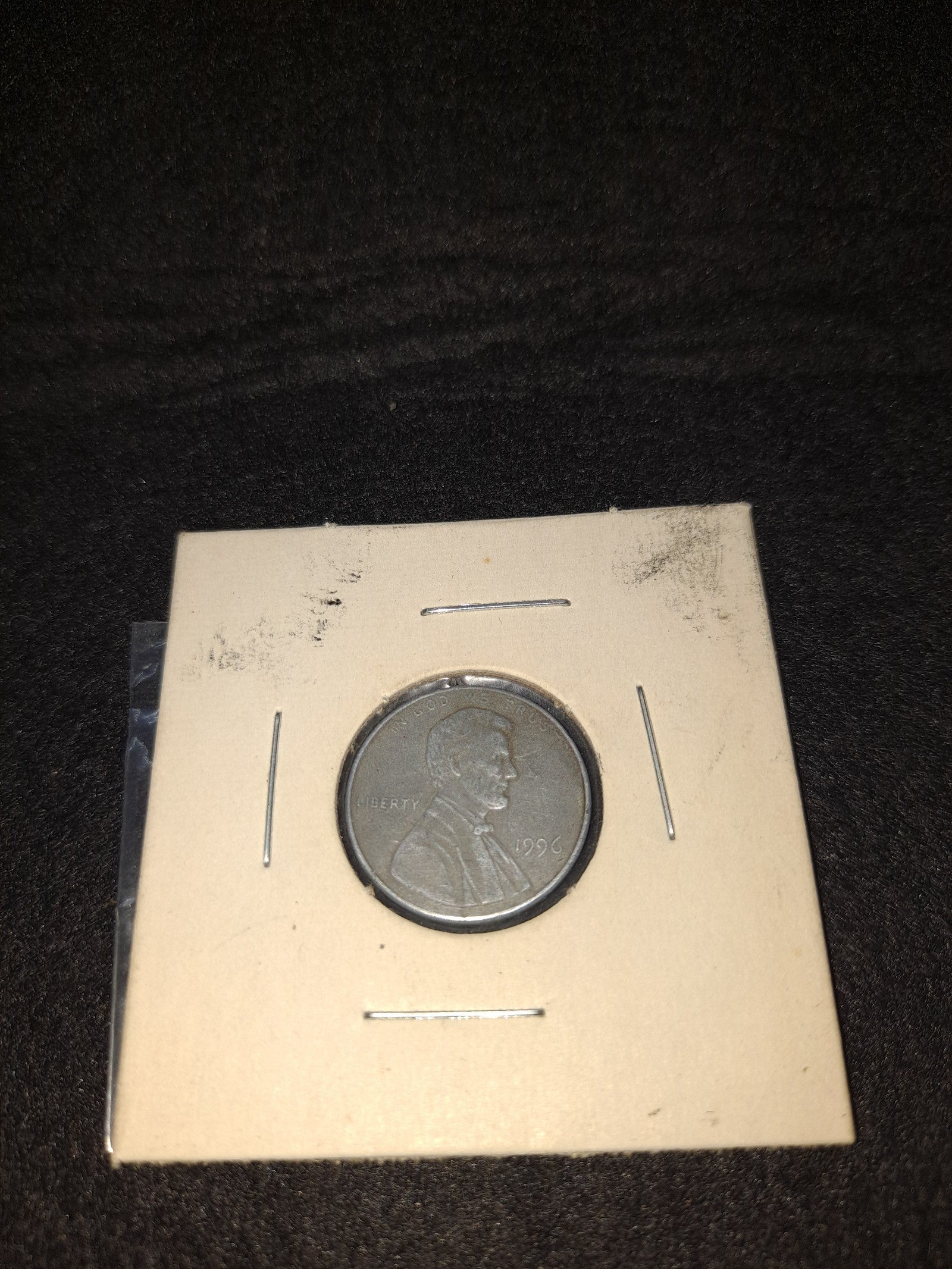 Error penny 1996 no mint mark silver