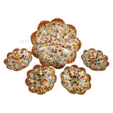 Antique Japanese Kutani Thousand Scholars Faces Berry Bowl Set 5PC