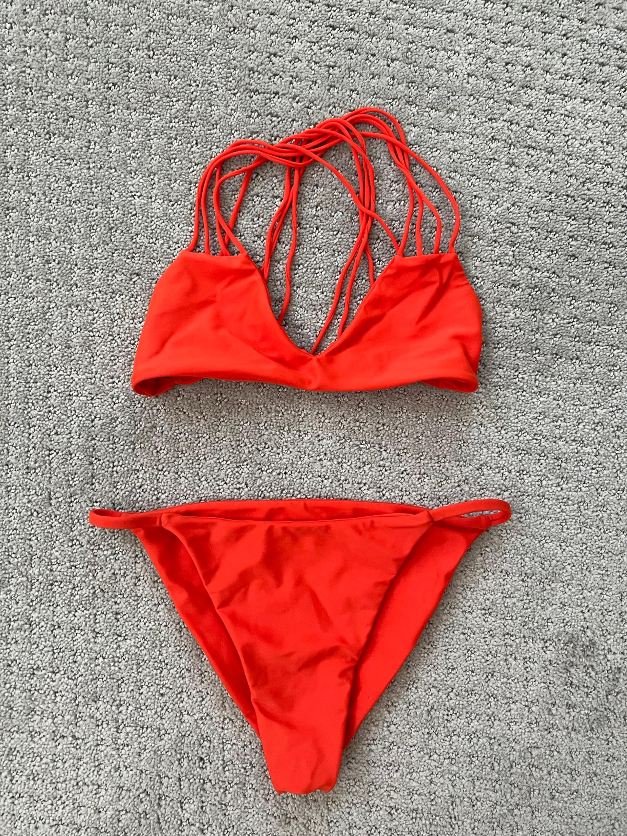 Mikoh orange bikini set top and bottom strapped new size small