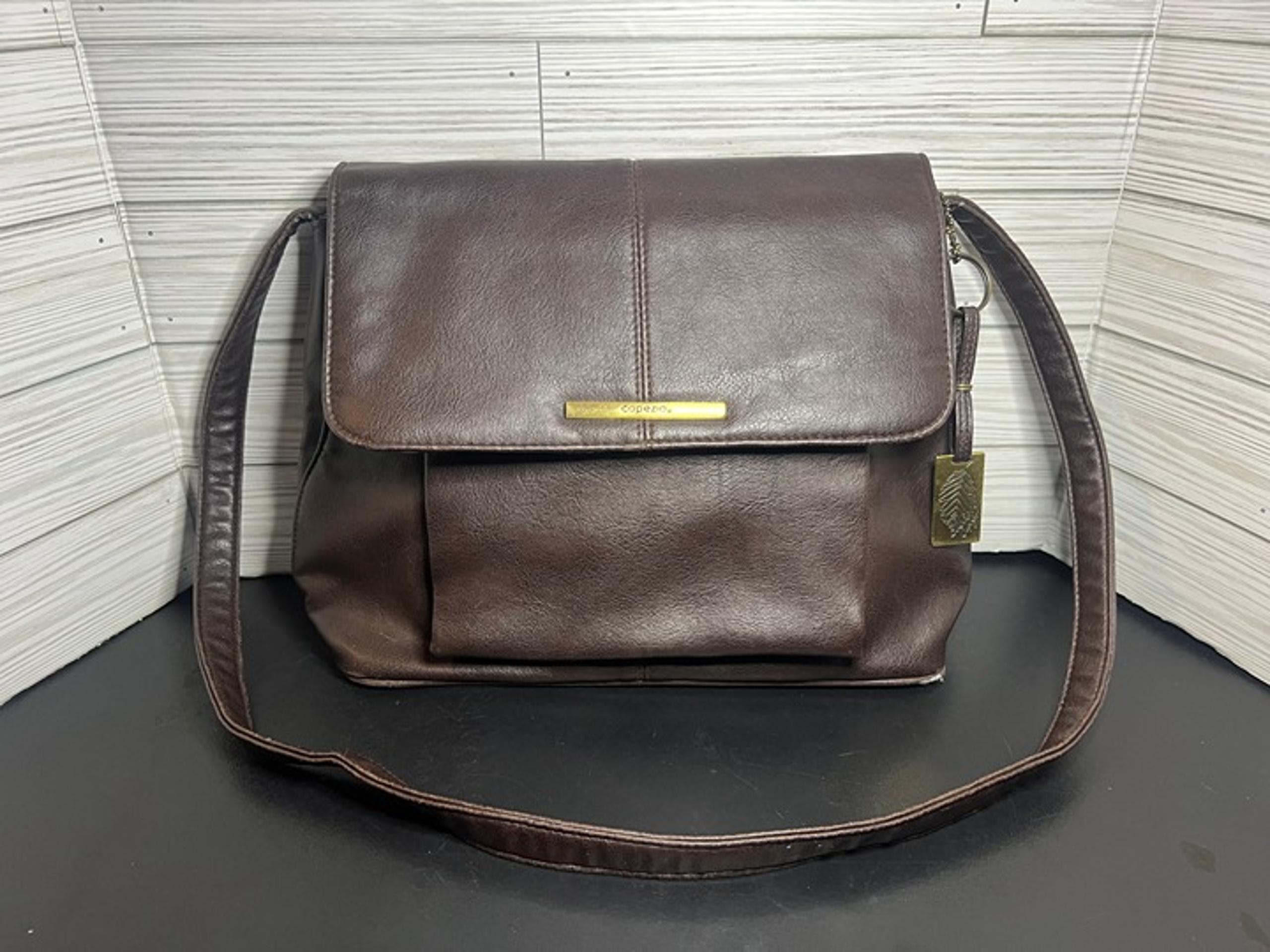 Capezio Women's Brown Faux Leather Shoulder Bag Purse w/ Hanging Leaf Charm
